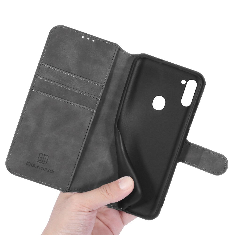 Samsung Galaxy M11 DG.MING Retro Læder Flip Cover m. Kortholder - Grå