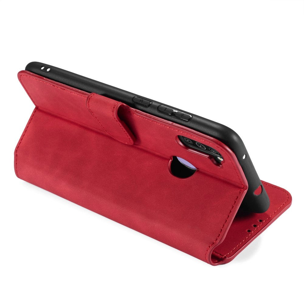 Samsung Galaxy M11 DG.MING Retro Læder Flip Cover m. Kortholder - Rød