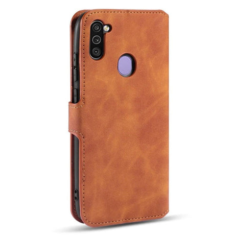 Samsung Galaxy M11 DG.MING Retro Læder Flip Cover m. Kortholder - Brun