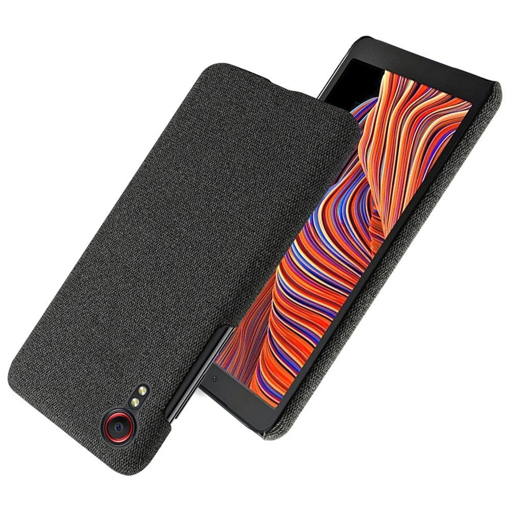 Samsung Galaxy Xcover 5 - EIDERWOOD Stofbetrukket Plastik Cover - Sort