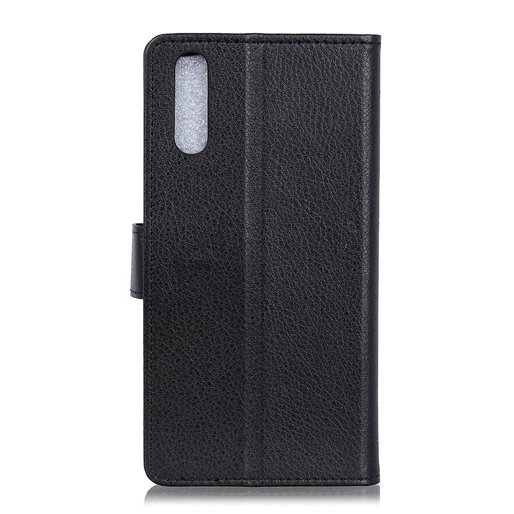 Sony Xperia 1 II Læder Cover m. Kortholder Litchi Grain - Sort