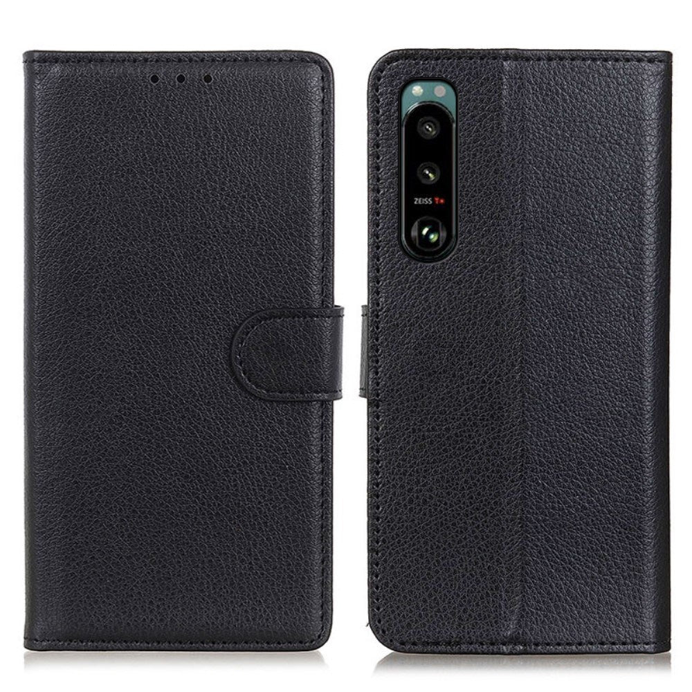 EIDERWOOD Sony Xperia 5 III Læder Flip Cover m. Kortholder & Stander - Sort