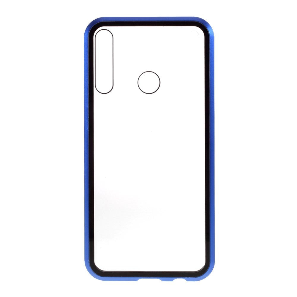 Huawei P40 Lite E Magnetisk Cover m. Privacy, Glas Bagside og Forside - Sort / Blå