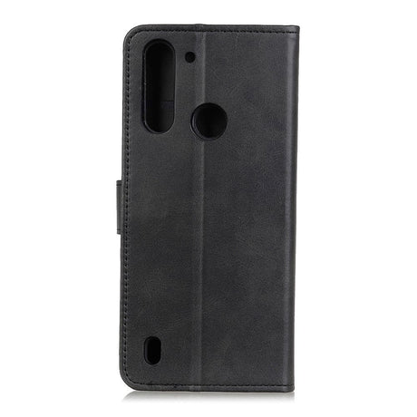 Motorola Moto G8 Power Lite Litchi Læder Cover m. Kortholder - Sort