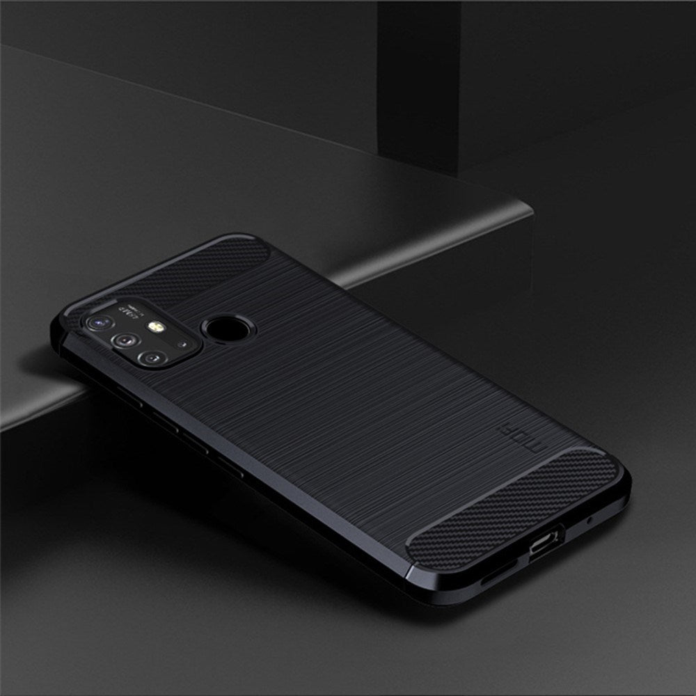 Motorola Moto G10 / G20 / G30 Mofi Brushed Carbon Fiber Fleksibelt Plastik Mobil Cover - Blå