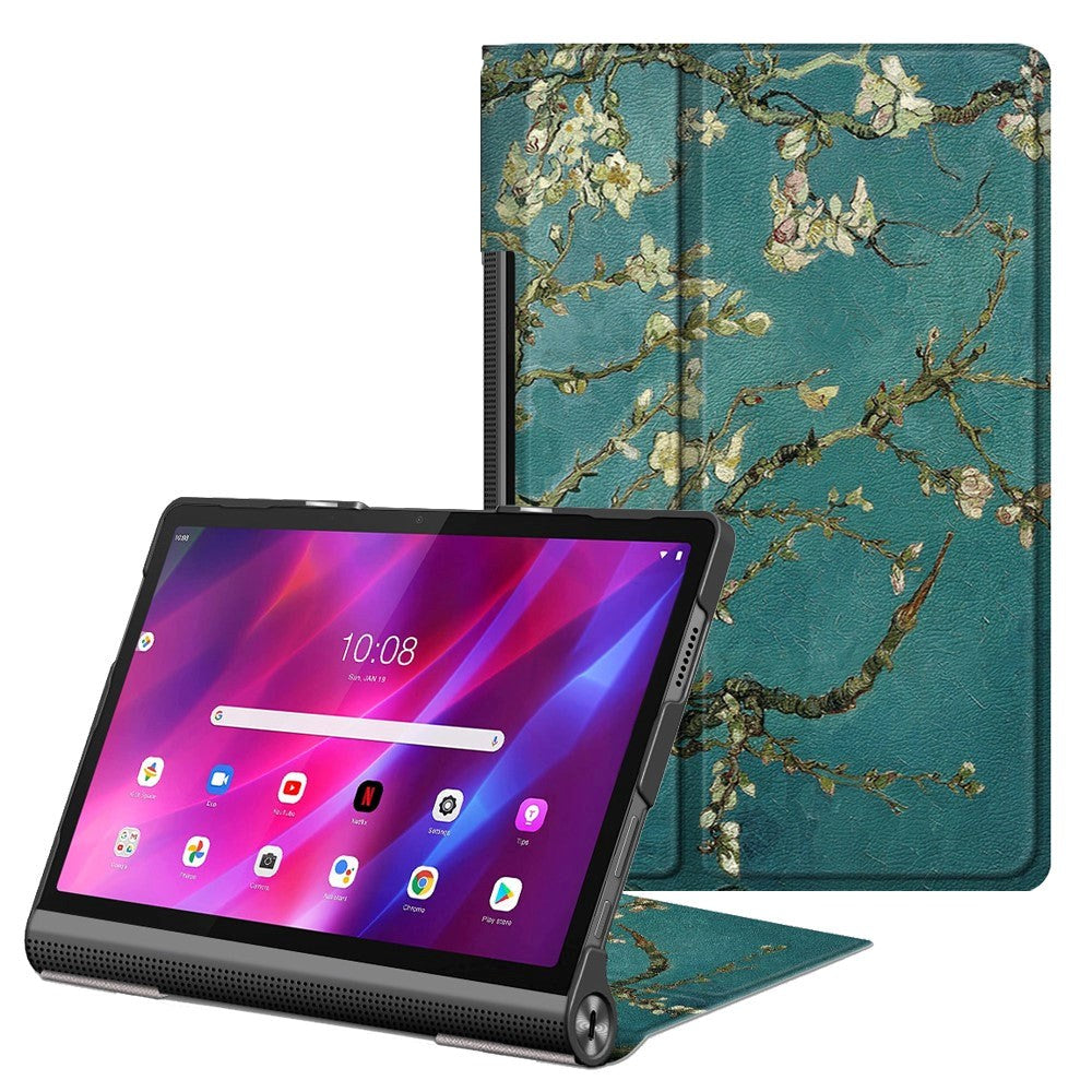 Lenovo Yoga Tab 11 Læder Cover m. Stander - Hvide Blomster