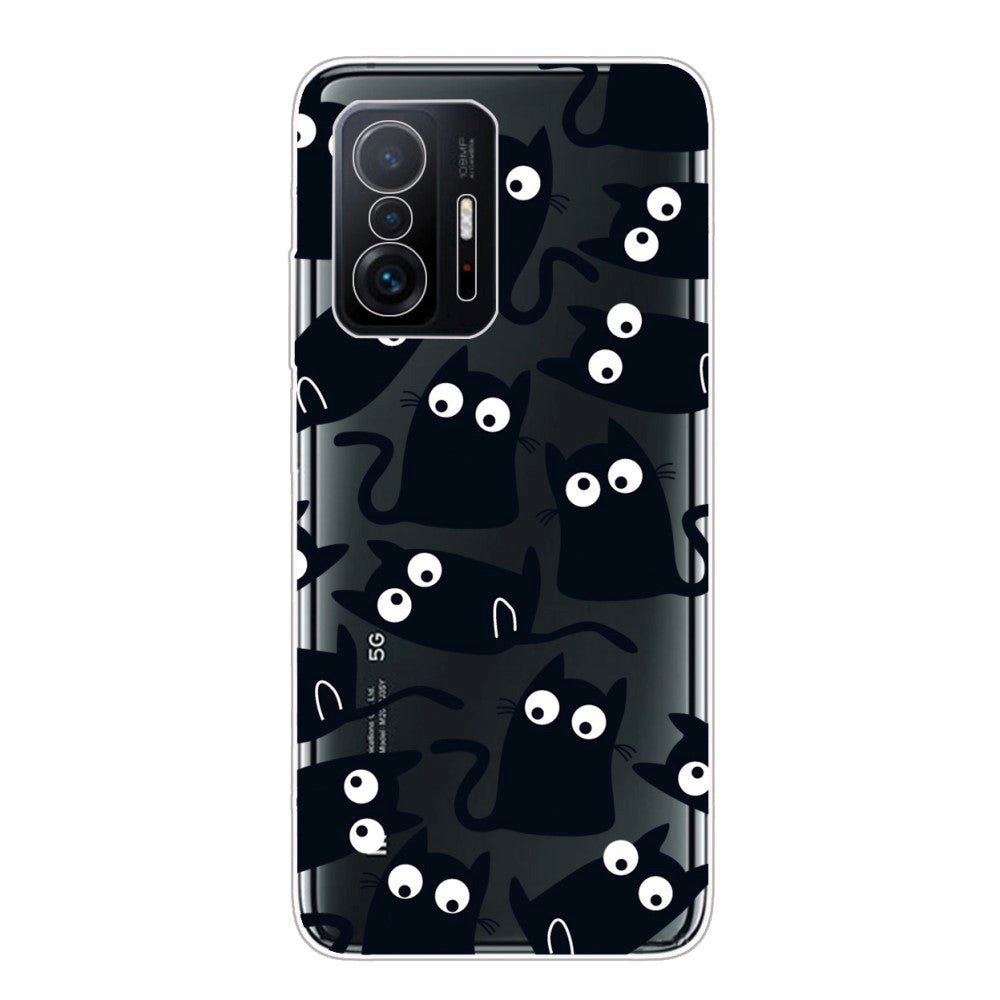 Xiaomi 11T / 11T Pro Fleksibelt Plastik Mobil Cover m. Print - Sorte Katte