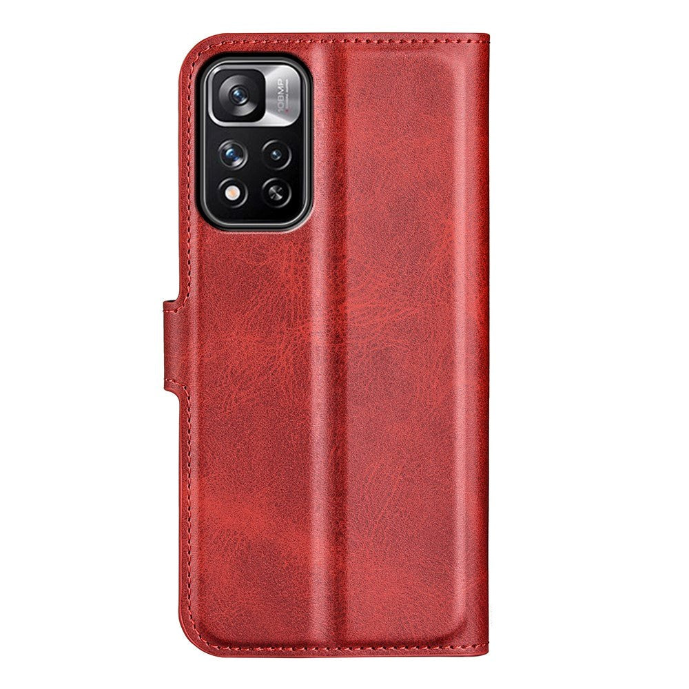 Xiaomi Redmi Note 11 Pro+ (Plus) Læder Flip Mobil Cover m. Kortholder & Magnetisk Åbne/Lukke Funktion - Rød