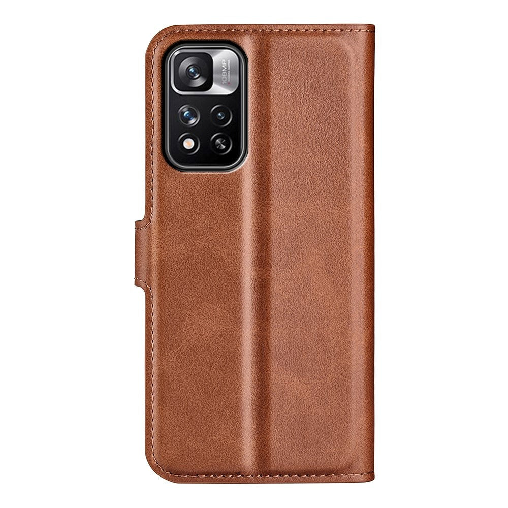 Xiaomi Redmi Note 11 Pro+ (Plus) Læder Flip Mobil Cover m. Kortholder & Magnetisk Åbne/Lukke Funktion - Brun