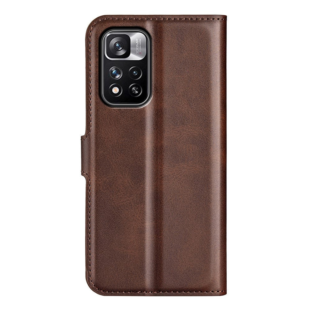 Xiaomi Redmi Note 11 Pro+ (Plus) Læder Flip Mobil Cover m. Kortholder & Magnetisk Åbne/Lukke Funktion - Mørke Brun