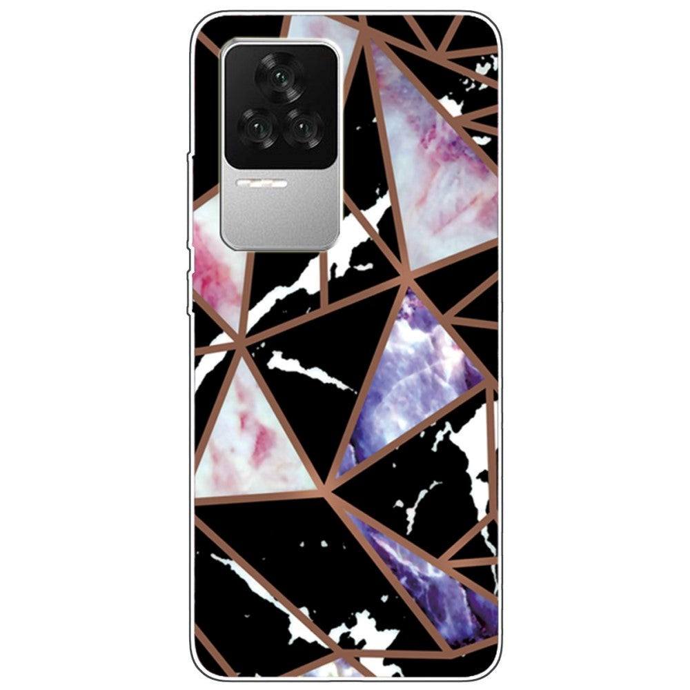 Xiaomi Poco F4 Fleksibelt Plastik Mobil Cover - Sort Marmor