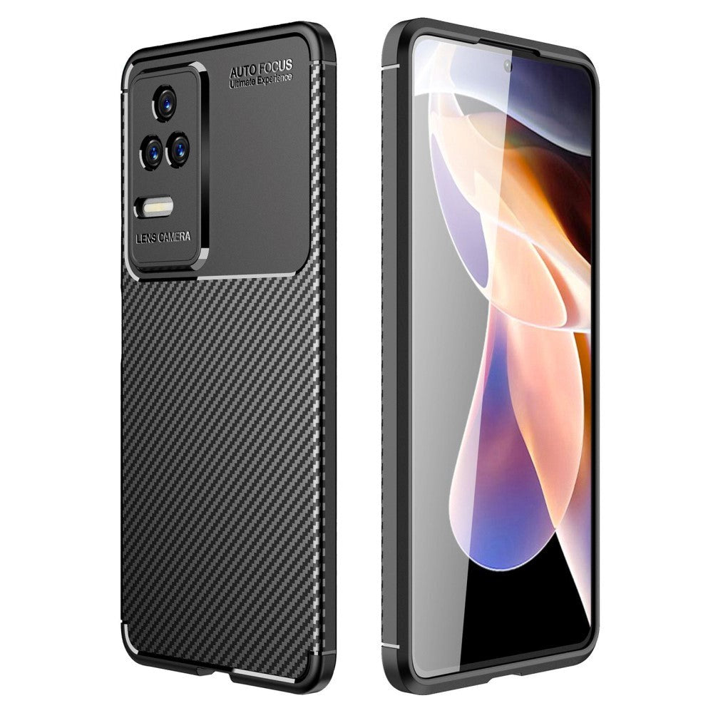 Xiaomi Poco F4 Brushed Carbon Mobil Cover - Sort