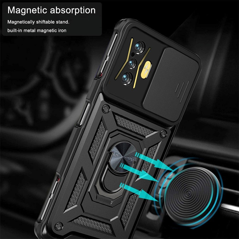 Xiaomi Poco F4 GT Håndværker Mobil Cover m. Magnetisk Kickstand & Cam Slider - Sølv