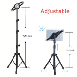 Transportabel Tripod Stativ m. Justerbar Tablet Holder - Sort