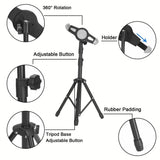 Transportabel Tripod Stativ m. Justerbar Tablet Holder - Sort