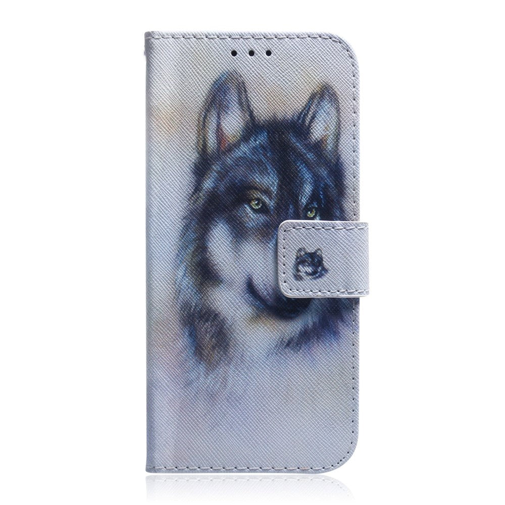 Google Pixel 6 Læder Mobil Cover m. Pung & Print - Ulv