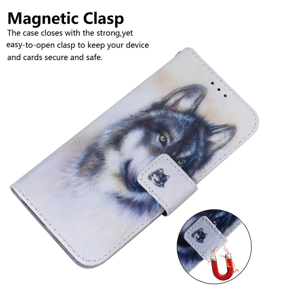 Google Pixel 6 Læder Mobil Cover m. Pung & Print - Ulv