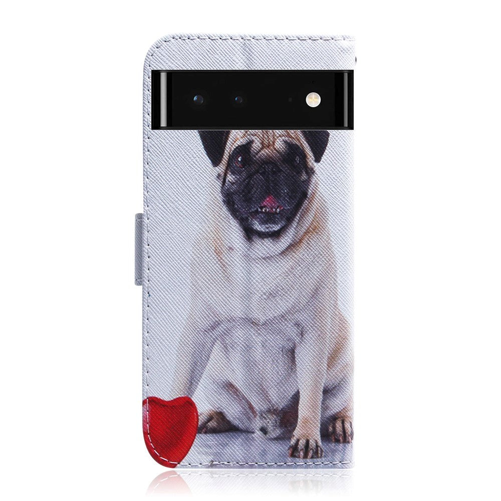Google Pixel 6 Læder Mobil Cover m. Pung & Print - Hund