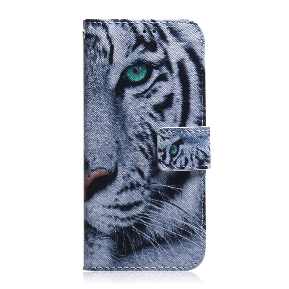 Google Pixel 6 Pro Læder Mobil Cover m. Pung & Print - Hvid Tiger