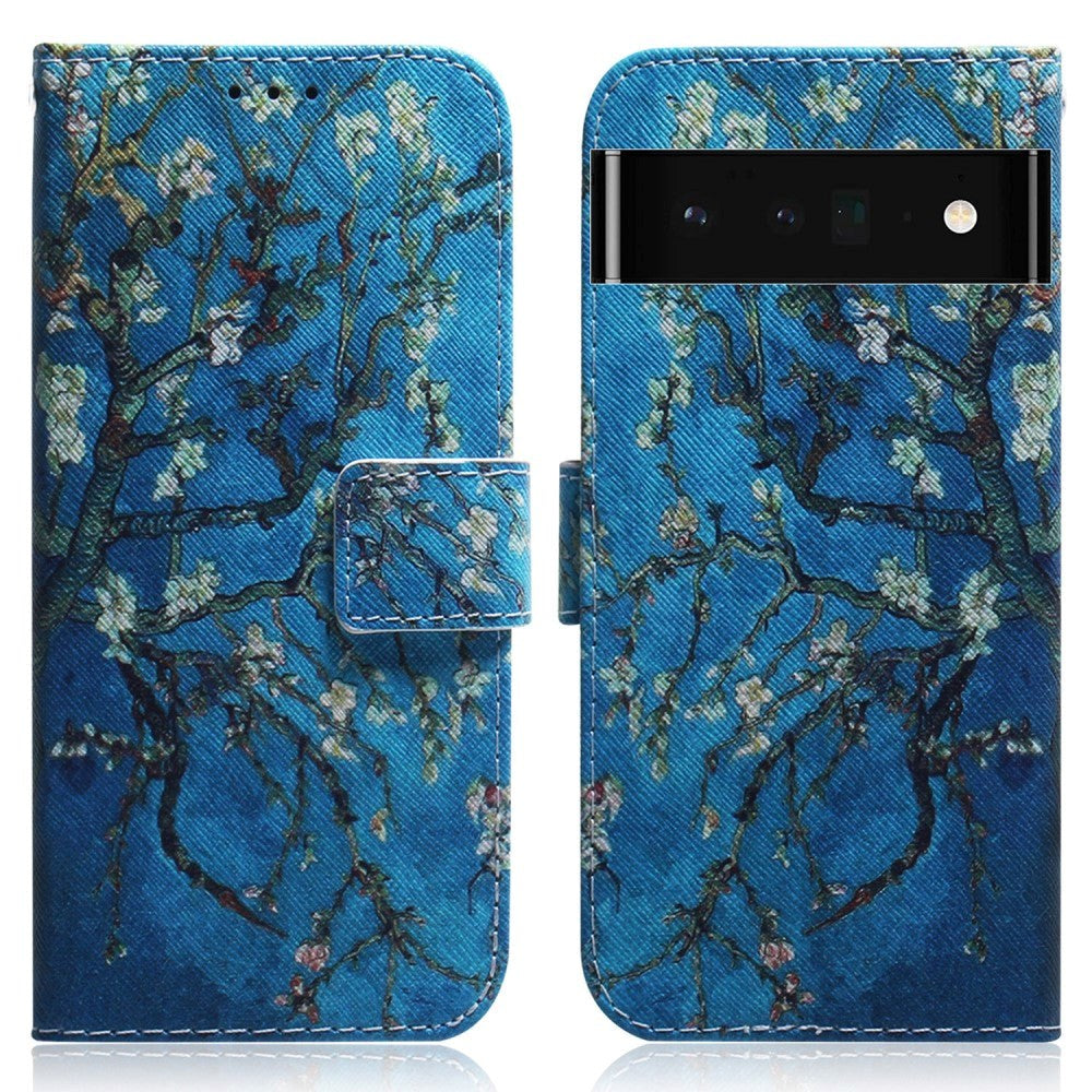 Google Pixel 6 Pro Læder Mobil Cover m. Pung & Print - Træ