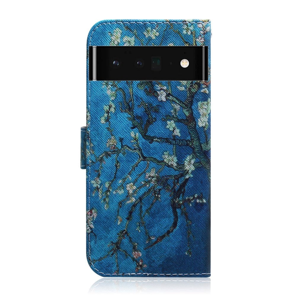 Google Pixel 6 Pro Læder Mobil Cover m. Pung & Print - Træ