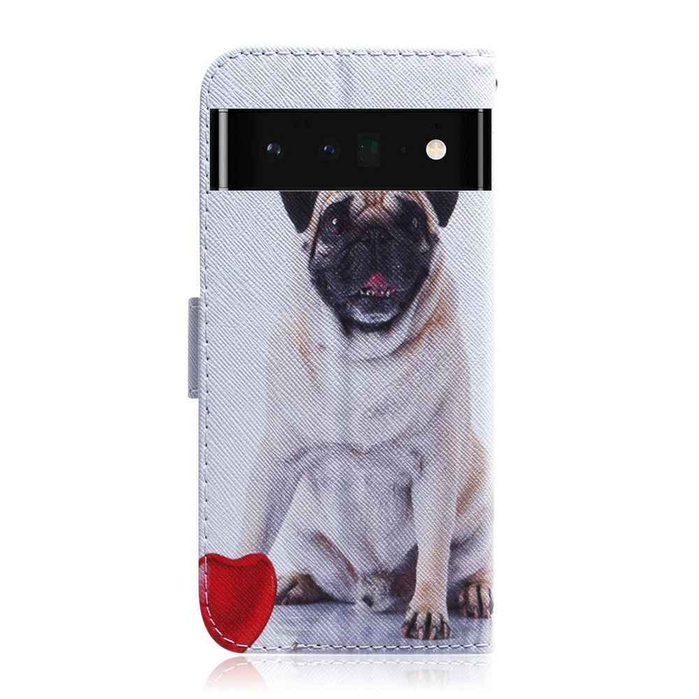 Google Pixel 6 Pro Læder Mobil Cover m. Pung & Print - Hund