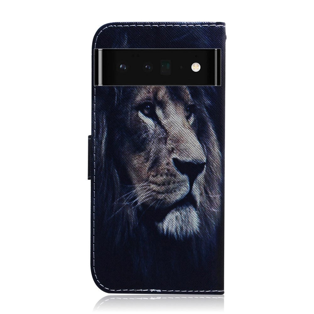 Google Pixel 6 Pro Læder Mobil Cover m. Pung & Print - Løve
