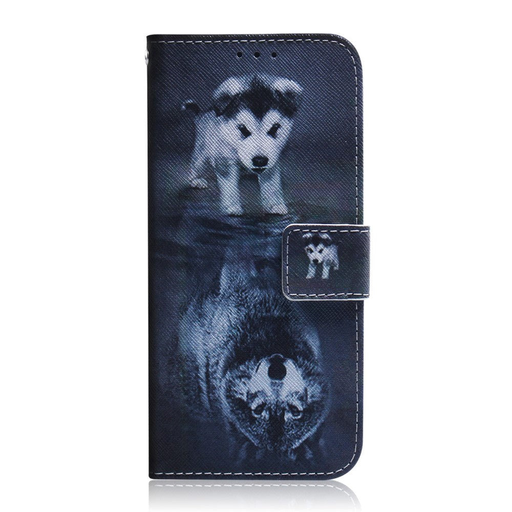 Google Pixel 6 Pro Læder Mobil Cover m. Pung & Print - Hund og Ulv