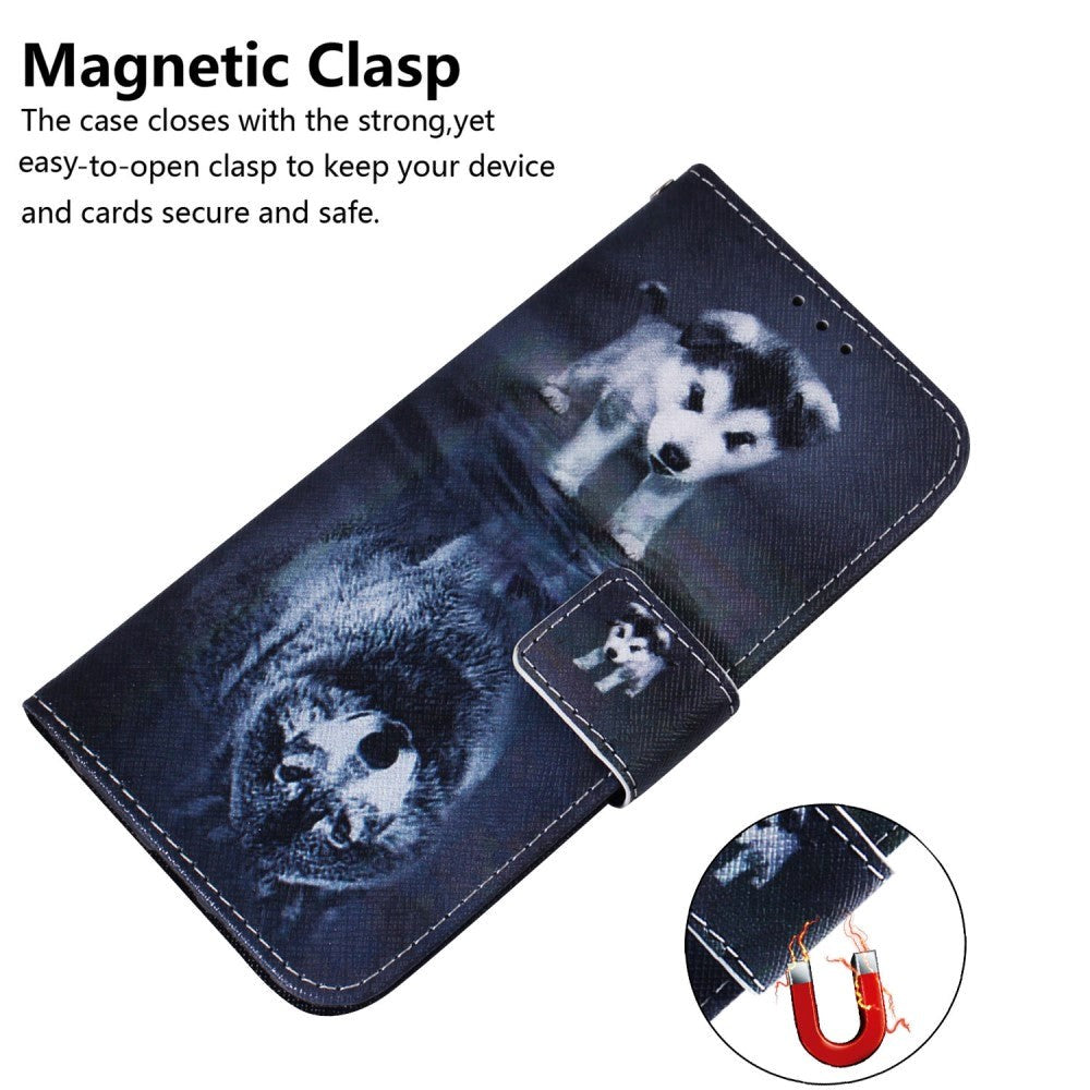 Google Pixel 6 Pro Læder Mobil Cover m. Pung & Print - Hund og Ulv