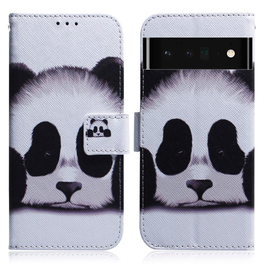 Google Pixel 6 Pro Læder Mobil Cover m. Pung & Print - Panda