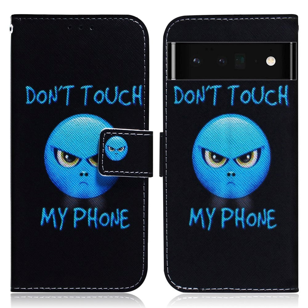 Google Pixel 6 Pro Læder Mobil Cover m. Pung & Print - "Don't Touch My Phone"