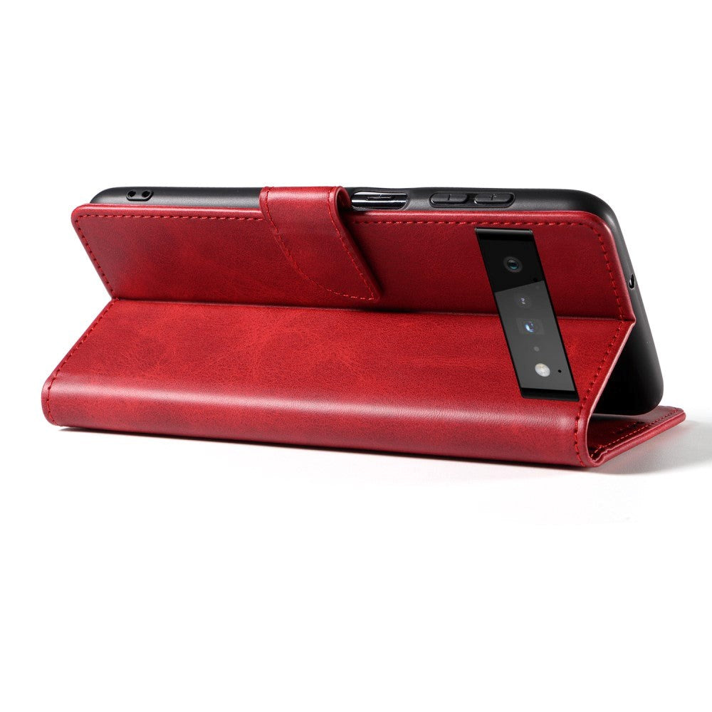 Google Pixel 6 Pro Kunstlæder Mobil Cover m. Pung - Rød