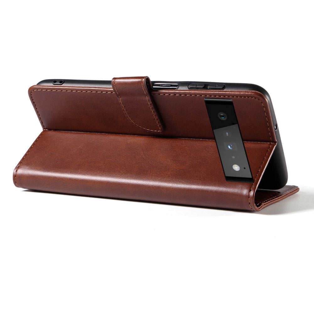 Google Pixel 6 Pro Kunstlæder Mobil Cover m. Pung - Brun