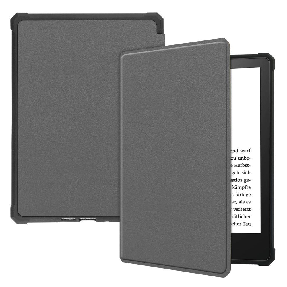 Amazon Kindle Paperwhite 5 11th Generation (2021) Læder Kindle Cover m. Vågeblus Funktion - Grå