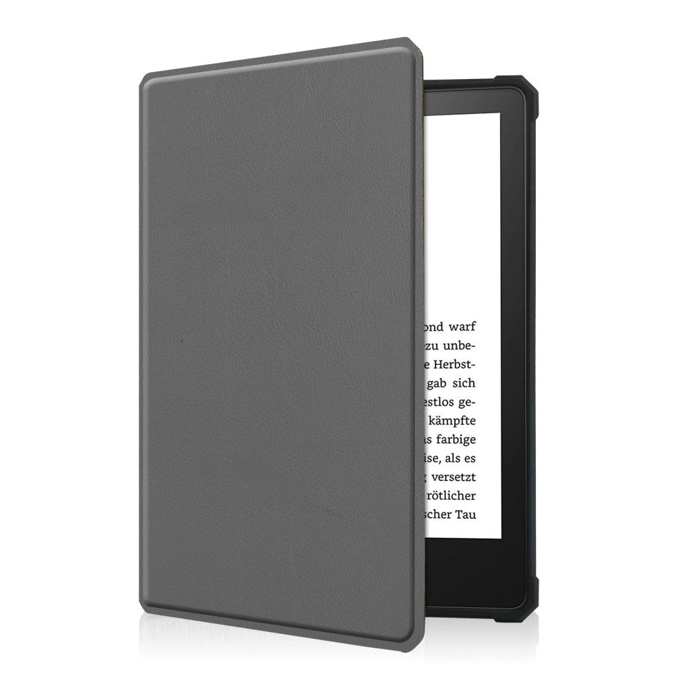 Amazon Kindle Paperwhite 5 11th Generation (2021) Læder Kindle Cover m. Vågeblus Funktion - Grå