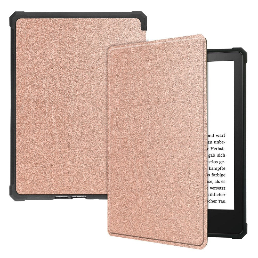 Amazon Kindle Paperwhite 5 11th Generation (2021) Læder Kindle Cover m. Vågeblus Funktion - Rose Gold