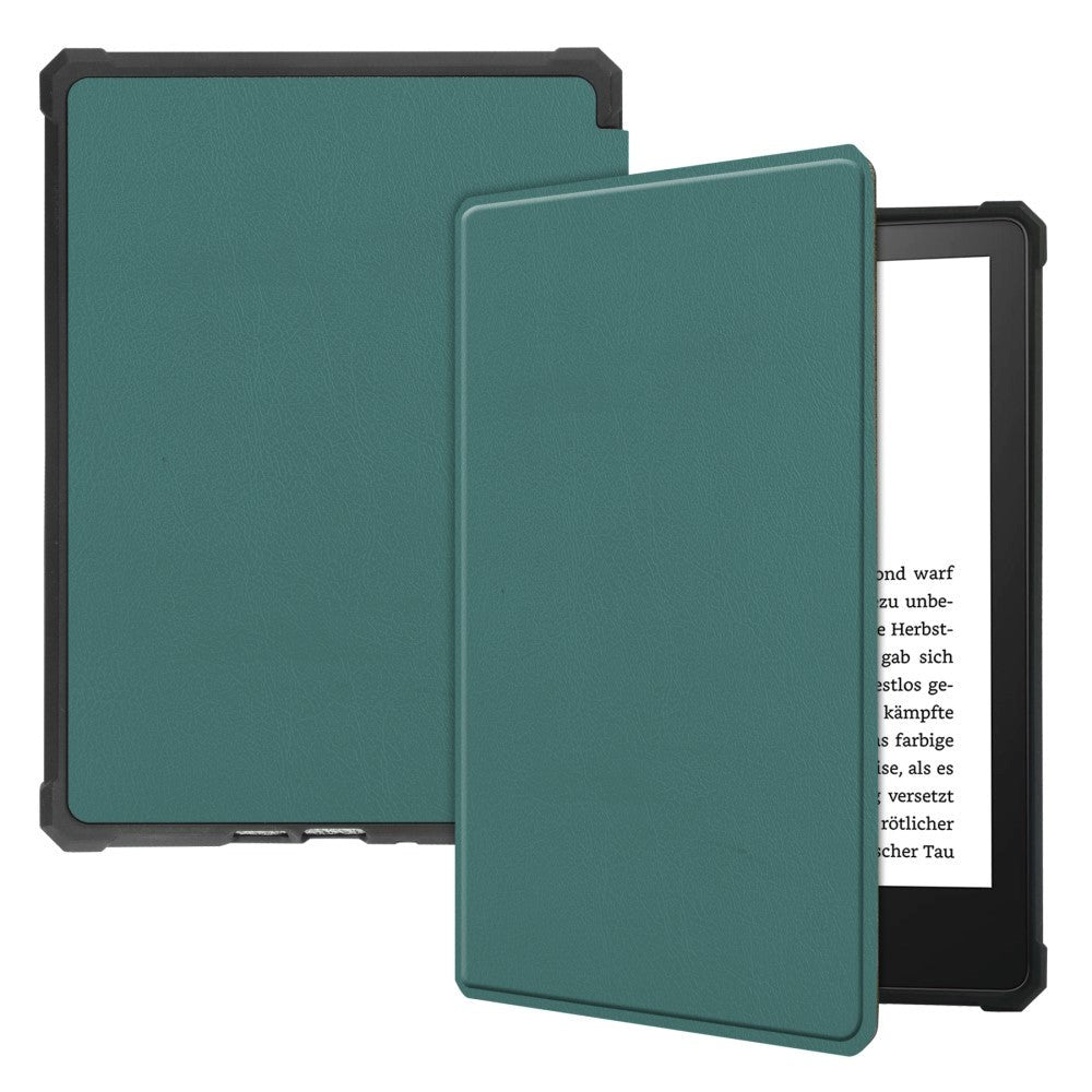 Amazon Kindle Paperwhite 5 11th Generation (2021) Læder Kindle Cover m. Vågeblus Funktion - Grøn