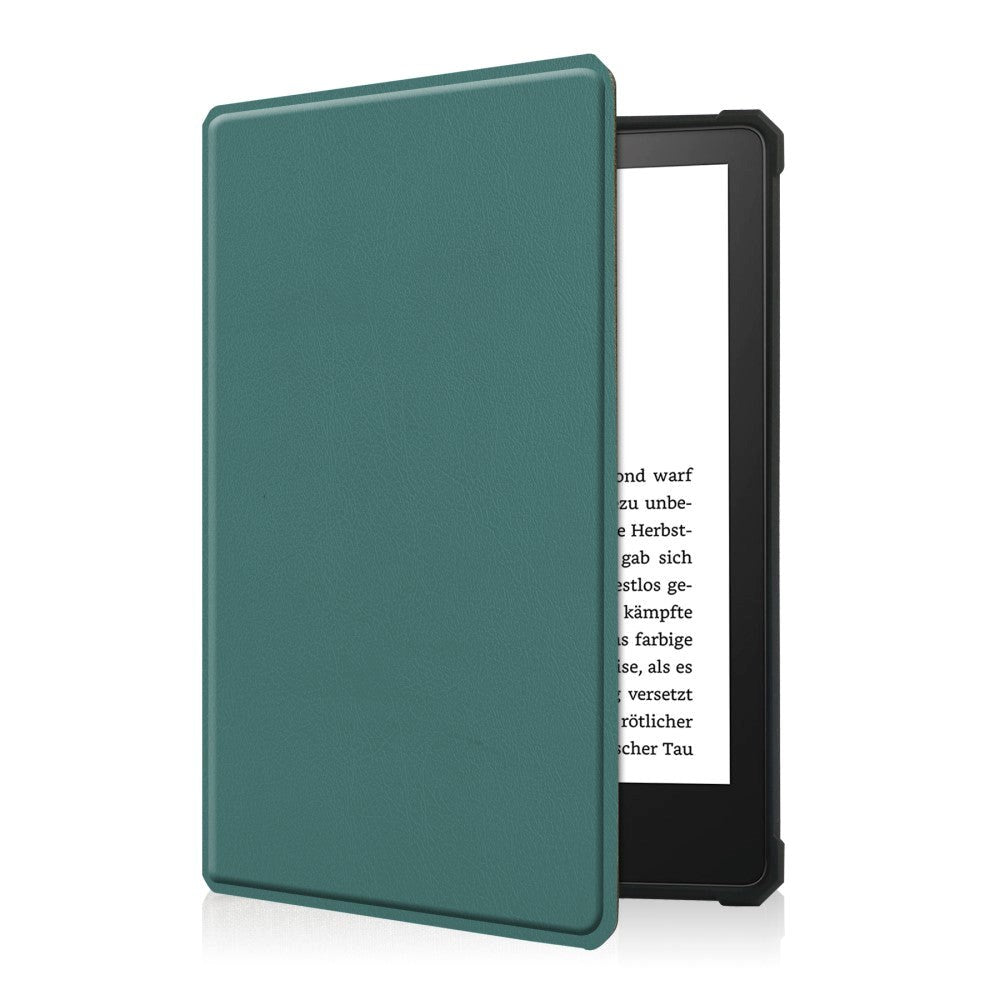 Amazon Kindle Paperwhite 5 11th Generation (2021) Læder Kindle Cover m. Vågeblus Funktion - Grøn