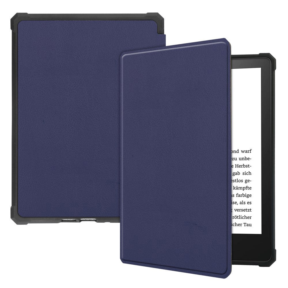 Amazon Kindle Paperwhite 5 11th Generation (2021) Læder Kindle Cover m. Vågeblus Funktion - Blå