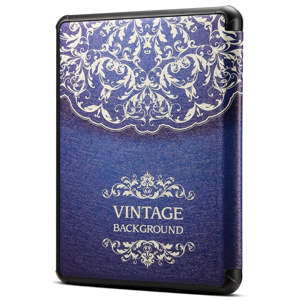 Amazon Kindle Paperwhite 5 11th Generation (2021) Kunstlæder Kindle Cover m. Vågeblus Funktion - Blå / Mønster