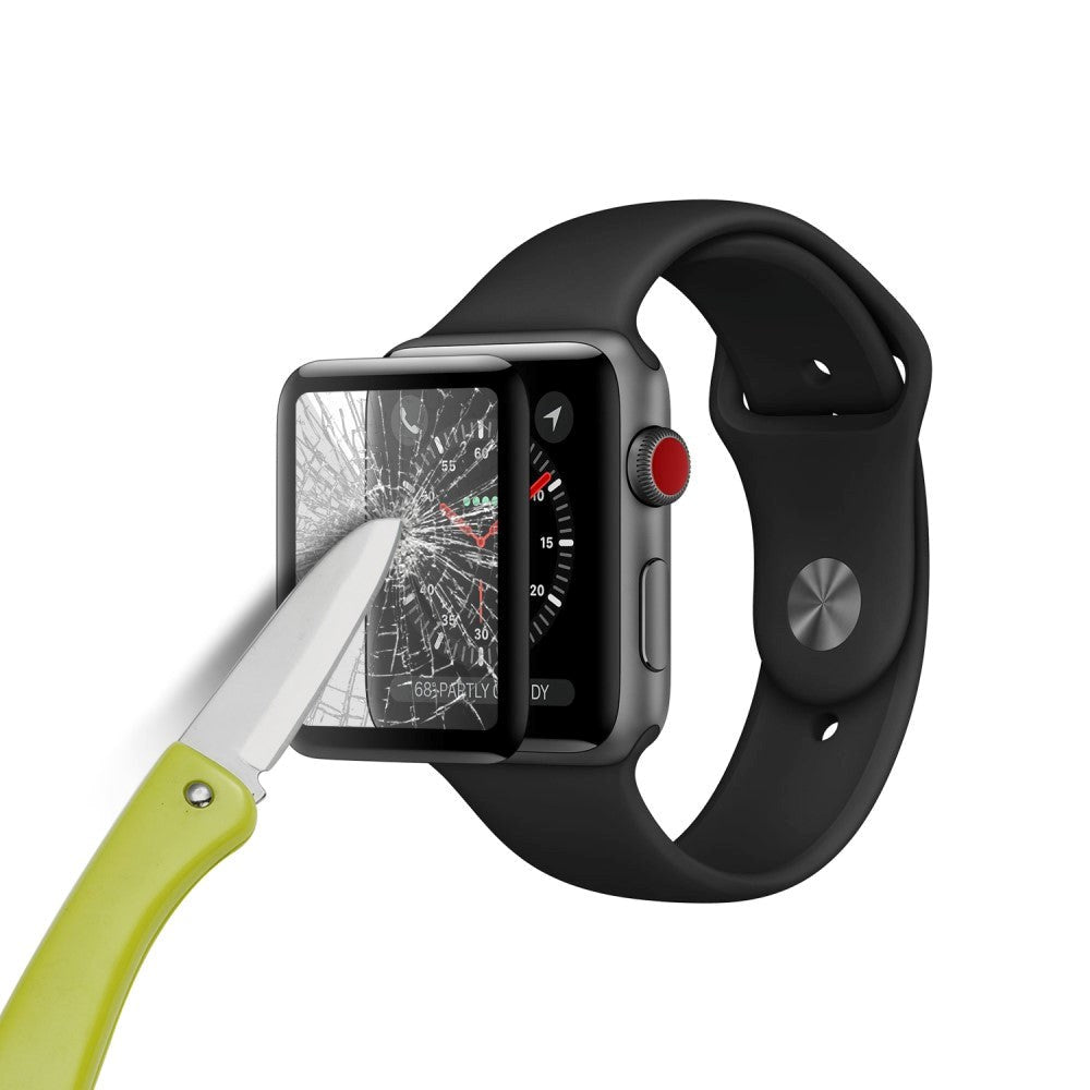 Apple Watch 3 / 2 / 1 (38mm) Full-Fit - Skærmbeskyttelse - Sort Kant