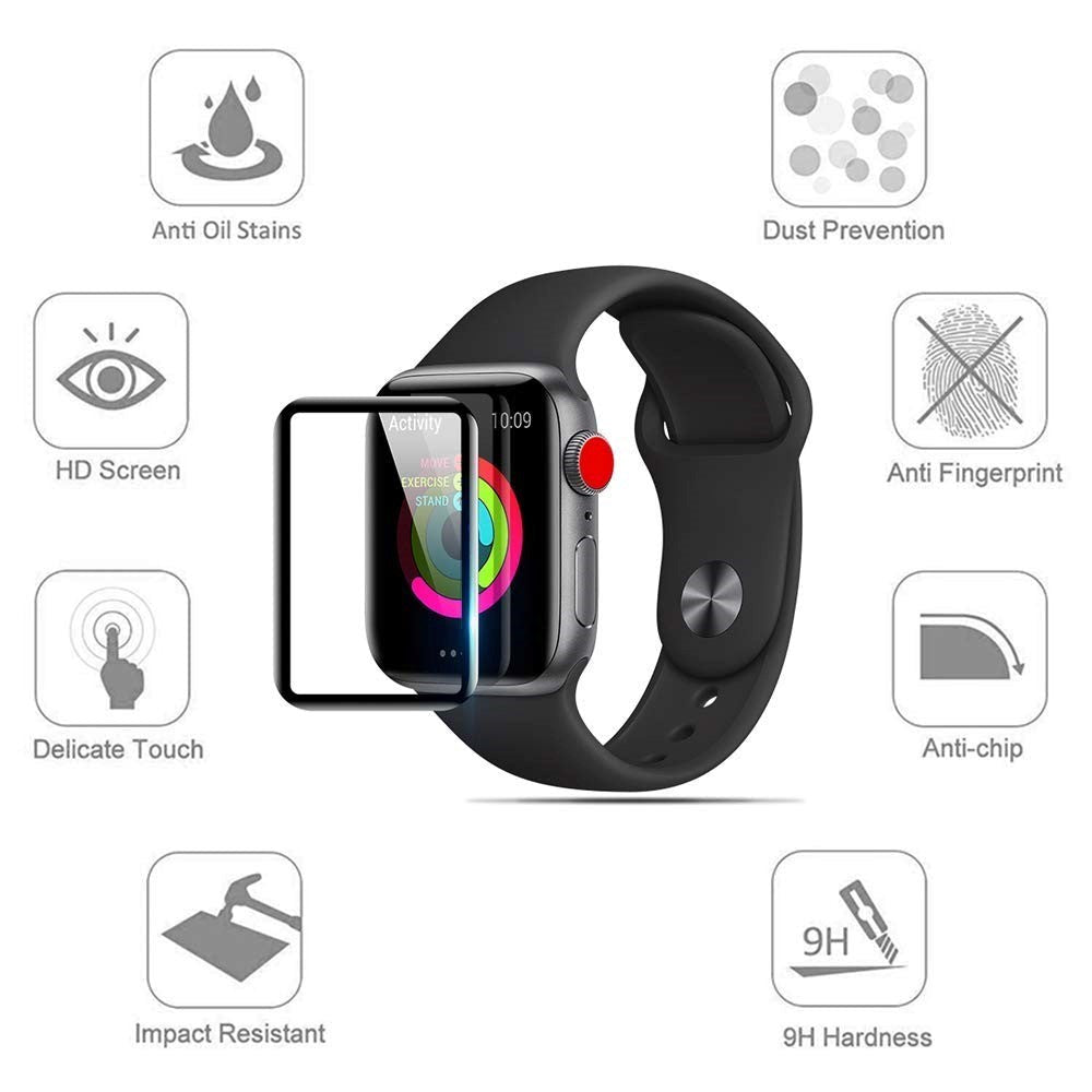 Apple Watch Series 4/5/6/SE (44mm) - Full-Fit - Skærmbeskyttelse - Sort