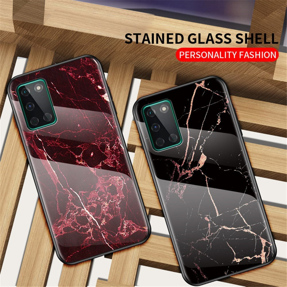 EIDERWOOD OnePlus 8T Hybrid Marmor Mobil Cover m. Glas Bagside - Rød