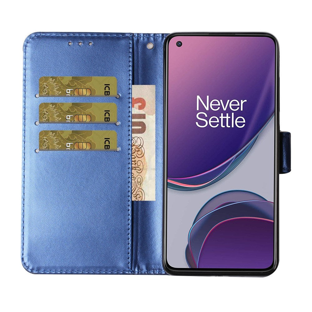 EIDERWOOD OnePlus 8T Kunstlæder Flip Cover m. Strop & Pung - Blå