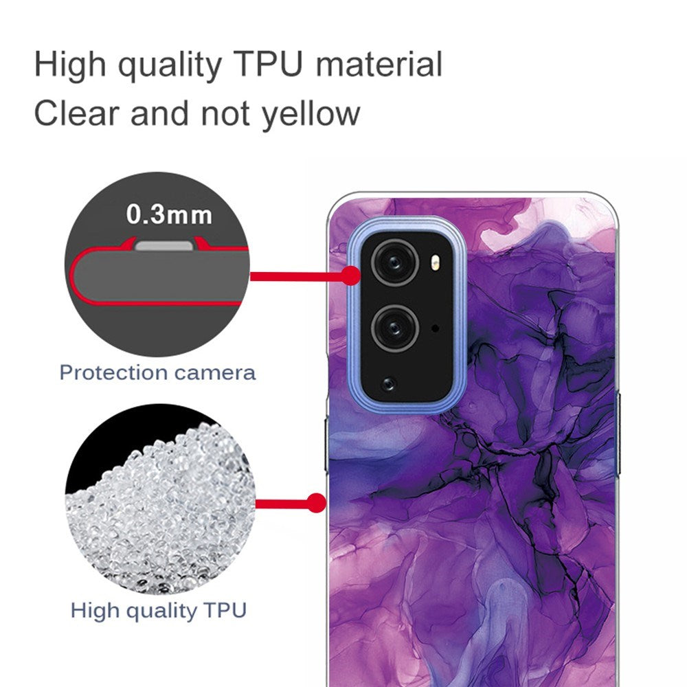 EIDERWOOD OnePlus 9 Pro Fleksibelt Plastik Mobil Cover m. Marmordesign - Lilla