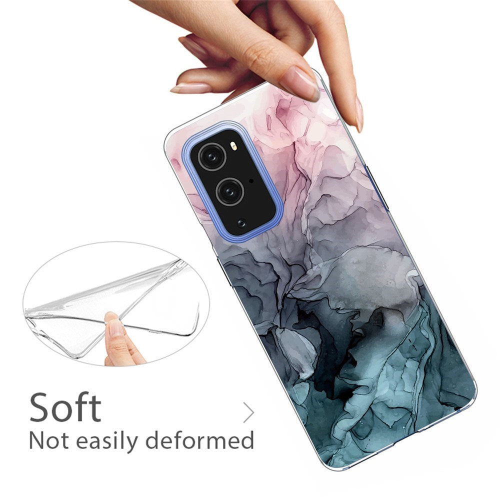 EIDERWOOD OnePlus 9 Pro Fleksibelt Plastik Mobil Cover m. Marmordesign - Blå / Lyserød / Sort