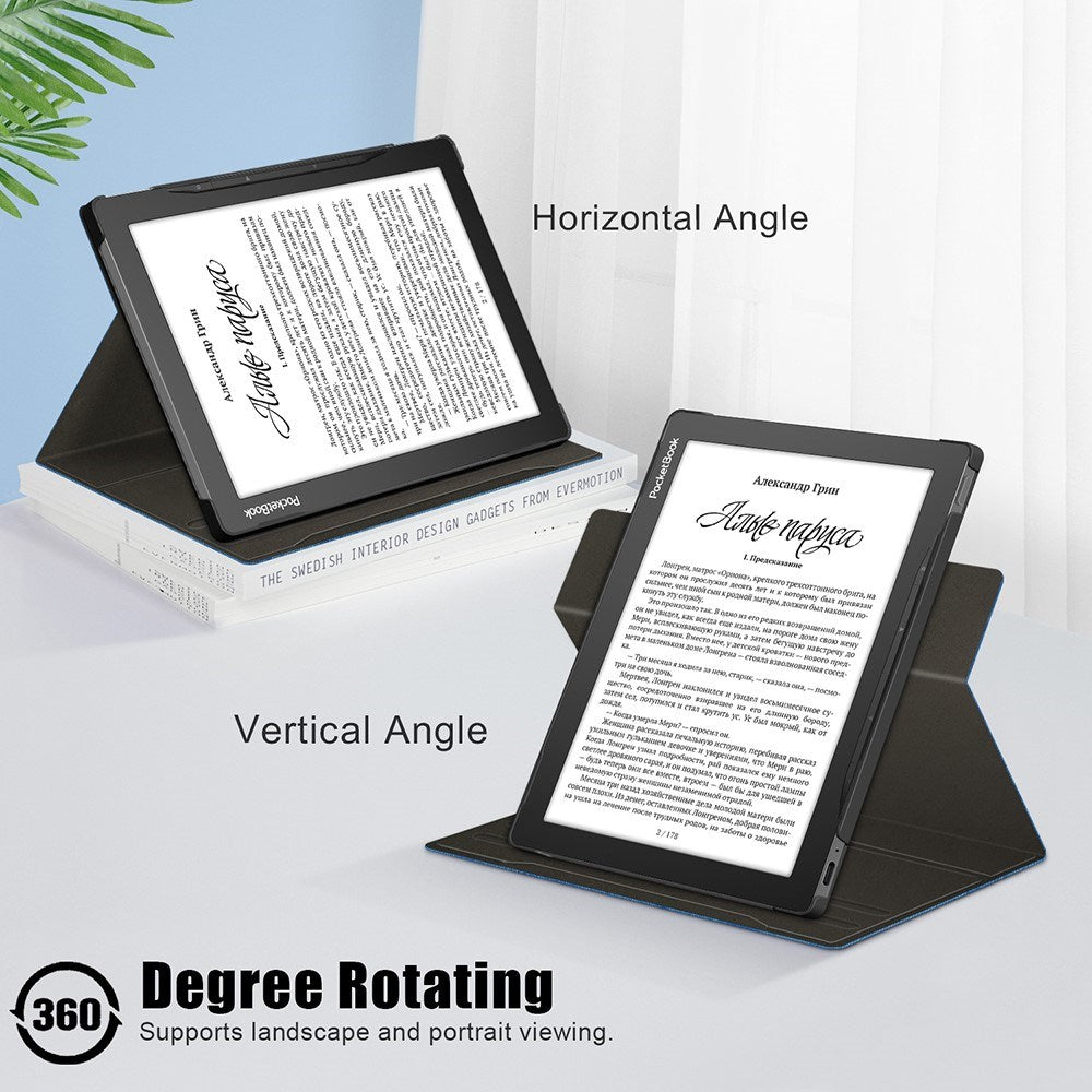 EIDERWOOD PocketBook InkPad Lite E-Reader Læder Cover m. 360 Graders Ståfunktion & Penholder - Sort