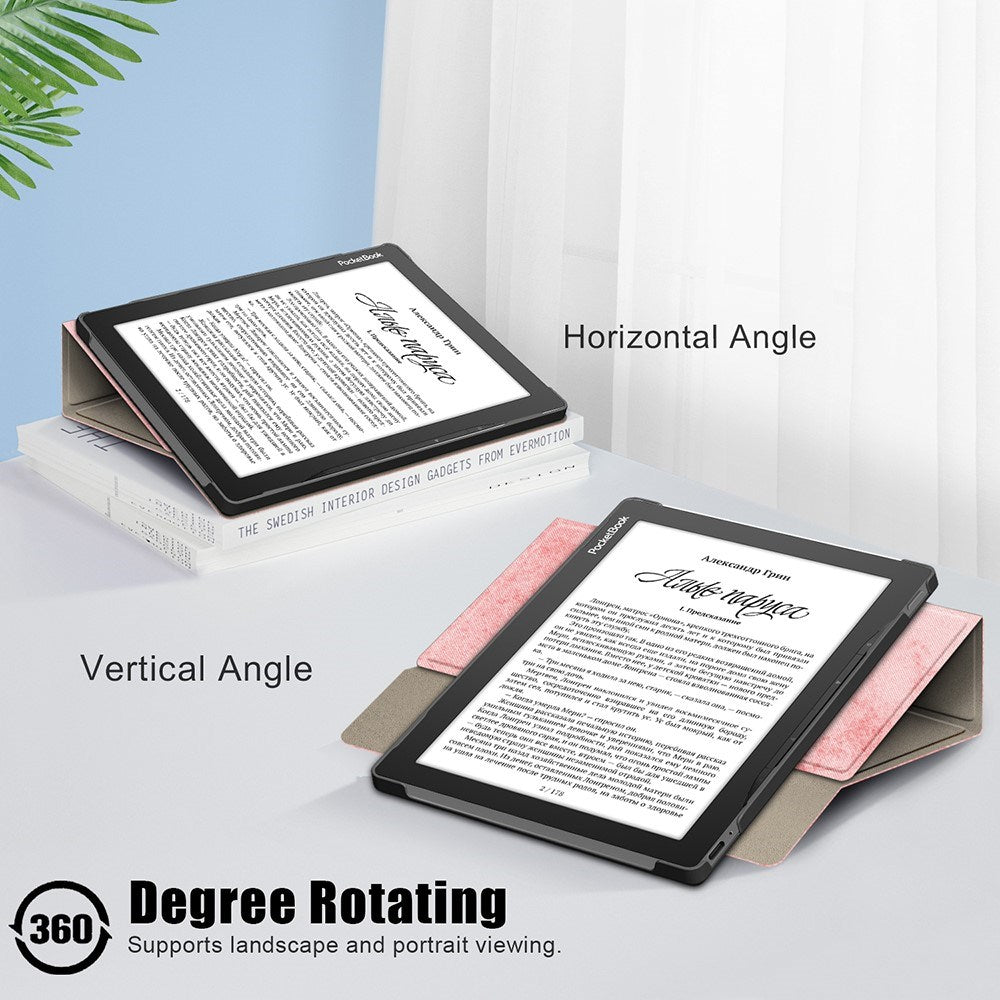EIDERWOOD PocketBook InkPad Lite E-Reader Læder Cover m. 360 Graders Ståfunktion & Penholder - Lyserød