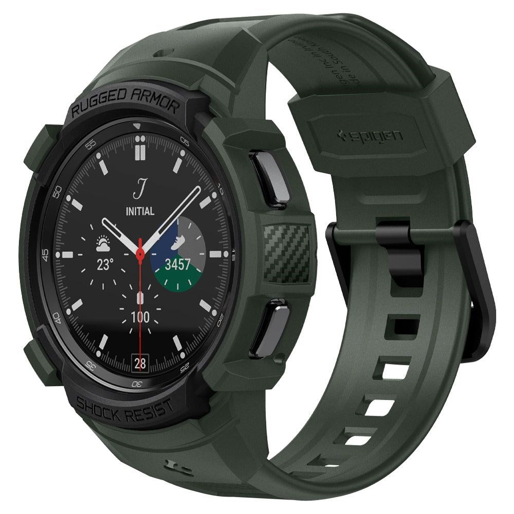 Samsung Galaxy Watch 4 Classic (46mm) SPIGEN Rugged Armor Pro Case - Plastik Cover m. Rem - Grøn