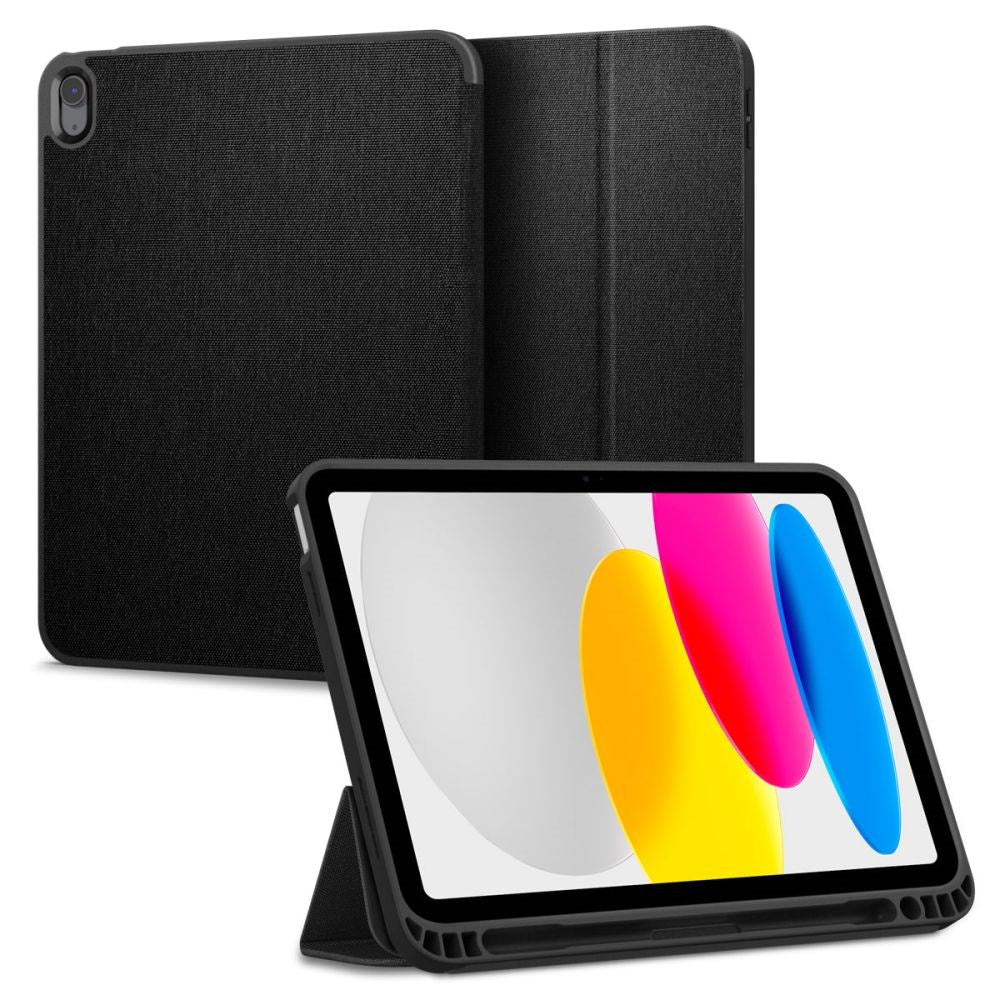 Spigen iPad 11" (2025) / iPad 10.9" (2024/2022) Urban Fit Stof Flip Cover m. Pen Holder - Sort